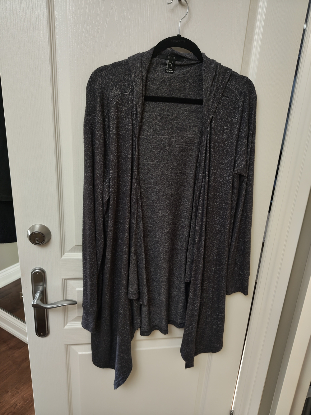 Cozy Open-Front Hooded Cardigan Sweater - Blue Gray